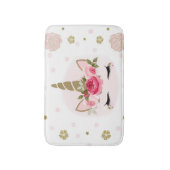 Goud en roze Unicorn Blooms Trendy Cute Badmat (Voorkant Verticaal)