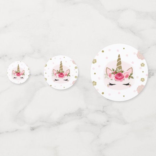 Goud en roze Unicorn Blooms Trendy Cute Confetti (Achterkanten)