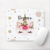 Goud en roze Unicorn Blooms Trendy Cute Muismat (Met muis)