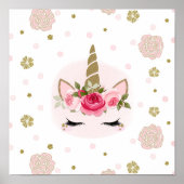 Goud en roze Unicorn Blooms Trendy Cute Poster