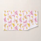 Goud en roze vlinder bad handdoek (Handdoek)