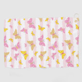 Goud en roze vlinder golfhanddoek (Horizontaal)