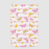 Goud en roze vlinder golfhanddoek (Voorkant)