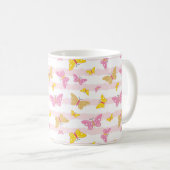 Goud en roze vlinder koffiemok (Voorkant rechts)