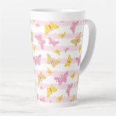 Goud en roze vlinder latte mok (Rechterhoek)