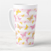 Goud en roze vlinder latte mok (Linkerhoek)