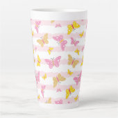 Goud en roze vlinder latte mok (Voorkant)