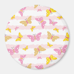 Goud en roze vlinder magneet