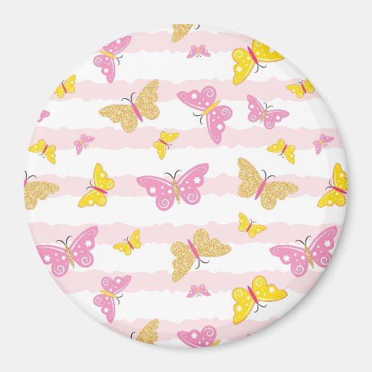 Goud en roze vlinder magneet (Voorkant)