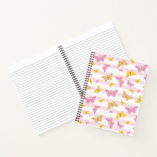 Goud en roze vlinder notitieboek (Binnen)