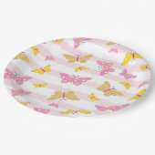 Goud en roze vlinder papieren bordje (Gekanteld)