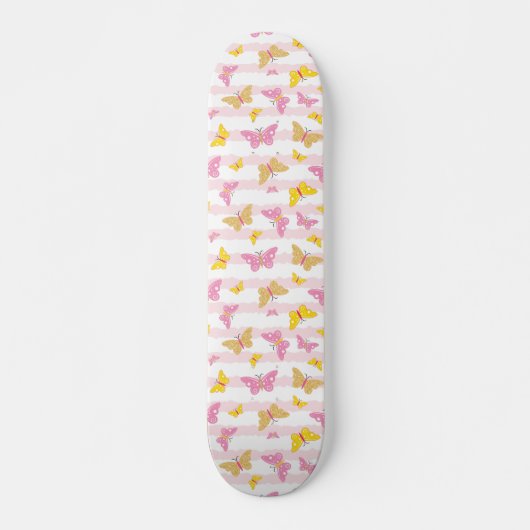 Goud en roze vlinder persoonlijk skateboard (Voorkant)