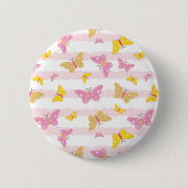 Goud en roze vlinder ronde button 5,7 cm (Voorkant)