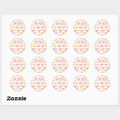 Goud en roze vlinder ronde sticker (Vel)