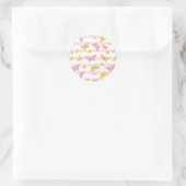 Goud en roze vlinder ronde sticker (Tas)