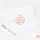 Goud en roze vlinder ronde sticker (Envelop)