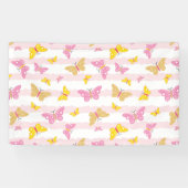 Goud en roze vlinder spandoek (Horizontaal)