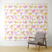 Goud en roze vlinder wandkleed (In Situ (horizontaal))