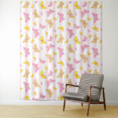 Goud en roze vlinder wandkleed (In situ)