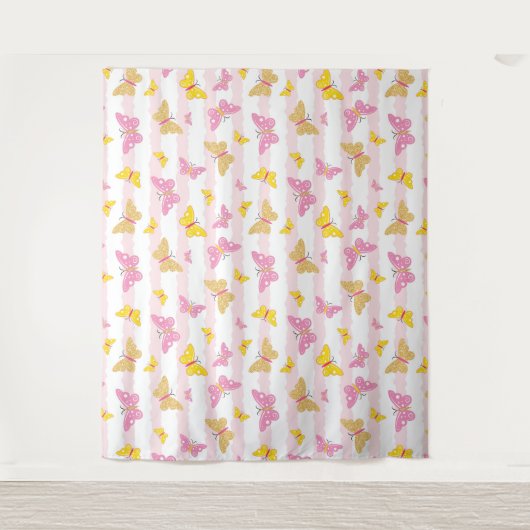Goud en roze vlinder wandkleed (Voorkant)