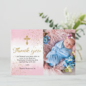 Goud en roze Waterverf Bedankkaart (Staand voorkant)