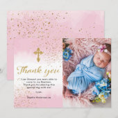 Goud en roze Waterverf Bedankkaart (Voorkant / Achterkant)