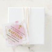 Goud en roze Waterverf meisje doop dank u Bedankjes Labels (In situ)