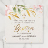 Goud en roze Waterverf meisje doop dank u Bedankjes Labels (Achterkant)