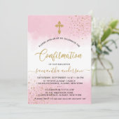 Goud en roze Waterverf meisjes bevestiging Kaart (Staand voorkant)