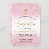 Goud en roze Waterverf meisjes bevestiging Kaart (Voorkant / Achterkant)