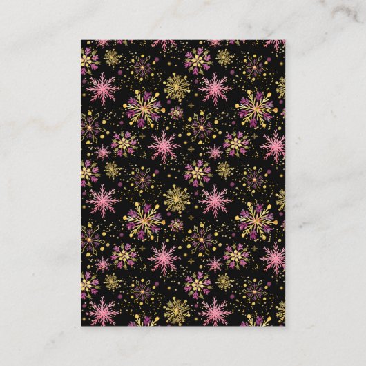 Goud en roze wintersneeuwvlokken informatiekaartje (Achterkant)