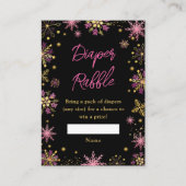 Goud en roze wintersneeuwvlokken informatiekaartje (Voorkant)