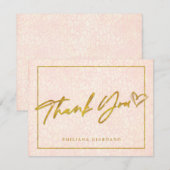 Goud en Roze Zoet 16 Bedankkaart (Voorkant / Achterkant)