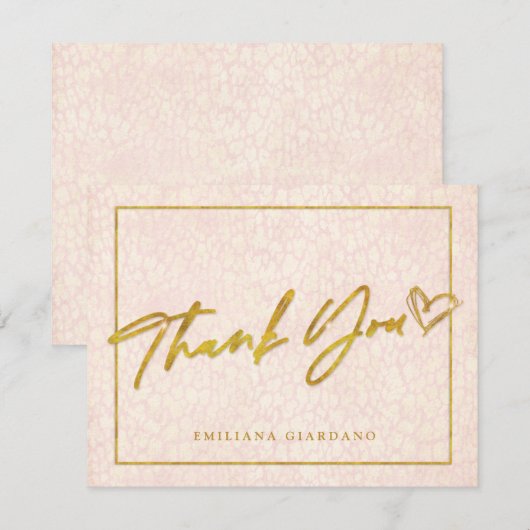 Goud en Roze Zoet 16 Bedankkaart (Voorkant / Achterkant)