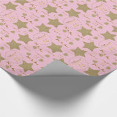 Goud en roze zoete 16-jarige marmerpapier cadeaupapier (Hoek)