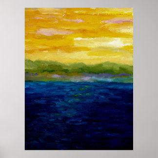 Goud en roze zonneset poster