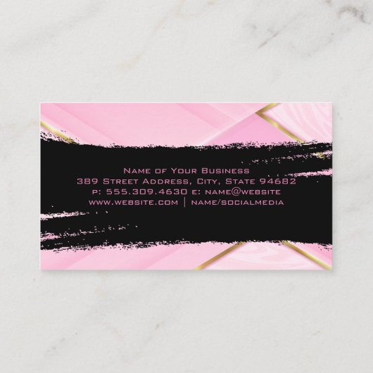 Goud en roze | Zwart geborsteld Stijlvol Visitekaartje (Achterkant)