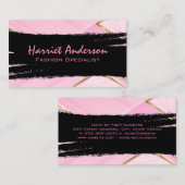 Goud en roze | Zwart geborsteld Stijlvol Visitekaartje (Voorkant / Achterkant)