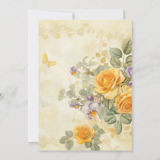 Goud en Rozen 50e bruiloft Jubileum Kaart (Achterkant)