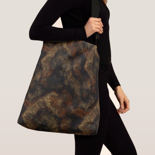 Goud en Rust Marmer Abstract Crossbody Tas (Dichtbij)
