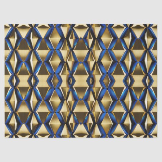Goud en saffier Moderne Patroon Decoupage Tissuepapier (Voorkant)