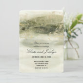 Goud- en Sage-Waterverf Wave Wedding Kaart (Staand voorkant)