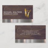 Goud en schaar - metaalstrim visitekaartje (Voorkant / Achterkant)