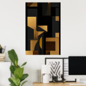 Goud en Schaduw: De Dans der Vormen Poster (Thuiskantoor)