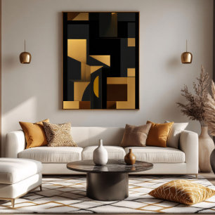 Goud en schaduw: de dans van vormen Canvas Print