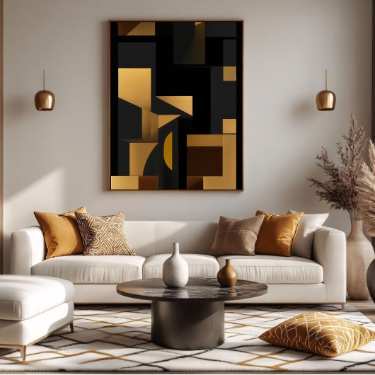 Goud en schaduw: de dans van vormen Canvas Print