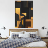 Goud en schaduw: de dans van vormen Canvas Print (Insitu (Slaapkamer))