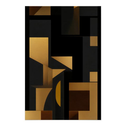 Goud en schaduw: de dans van vormen perfect poster (Voorkant)