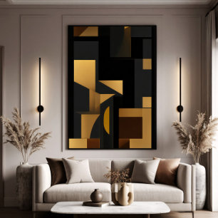 Goud en schaduw: de dans van vormen poster