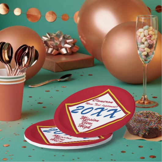 Goud en School kleur Afstuderen Papieren Bordje (Multi)